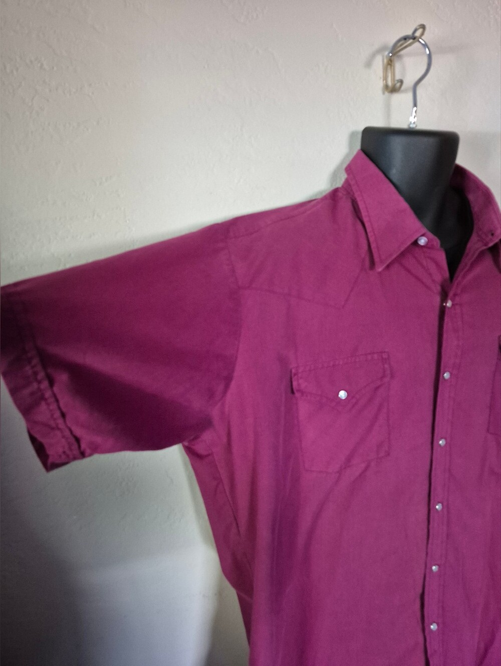 Maroon  Ely Cattleman Short-Sleeve Snap Western Shirt 18.5 Tall